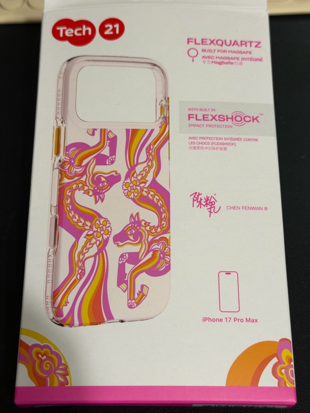tech21 FlexQuartz iPhone 17 Pro Max Case - Pink & Yellow Horse Floral Design